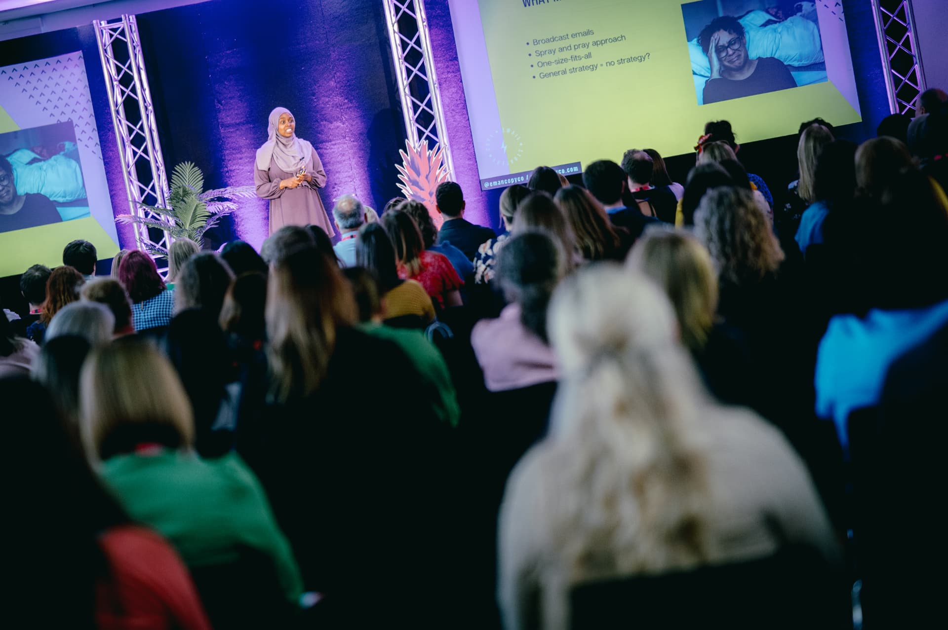 Eman Ismail speaking at a live workshop